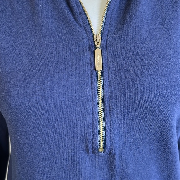 Lilly Pulitzer Skipper Popover Solid Navy Blue Pullover Half Zip Sz XS - Picture 3 of 10